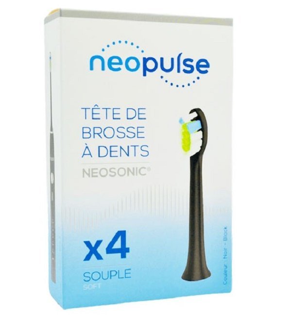 NEOPULSE NEOPULSE Recharge 4 Tetes de Brosse à Dent Souple Noir - Image 1