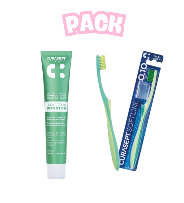 CURASEPT Curasept Dentifrice Booster Herbal Invasion 75ml+Brosse a Dents Maxi Soft Pack - Image 1
