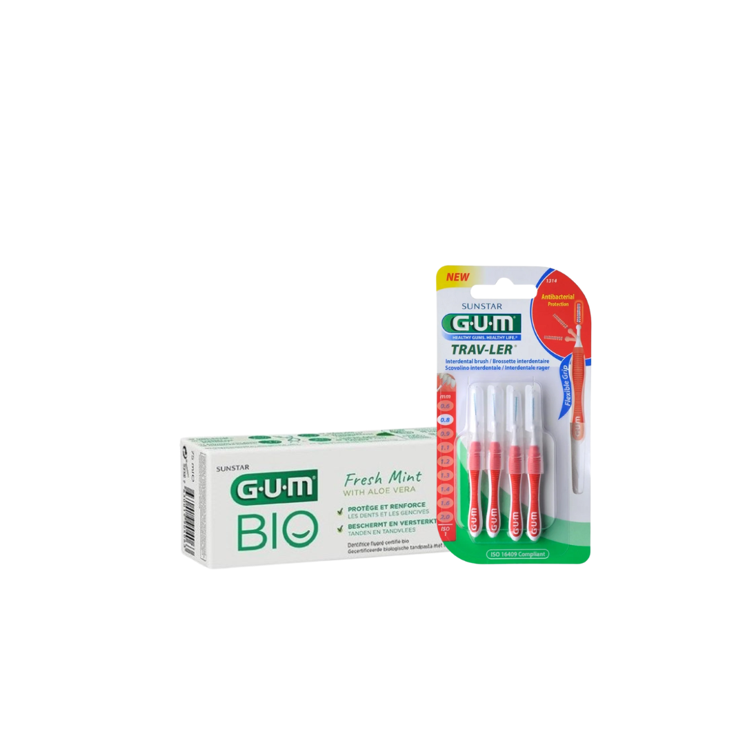 GUM Gum Dentifrice Bio 75ml + Brosse 1314 Pack - Image 1