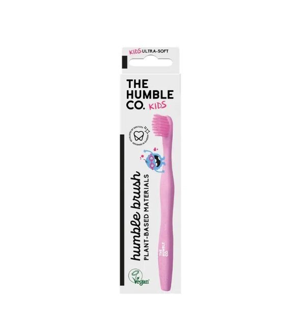 HUMBLE BROSSE A DENTS POUR ENFANTS ROSE A BASE DE PLANTES
