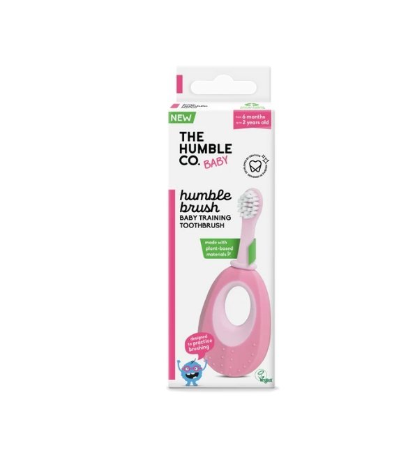 THE HUMBLE HUMBLE BROSSE A DENTS ROSE POUR BEBES A BASE DE PLANTES - Image 1