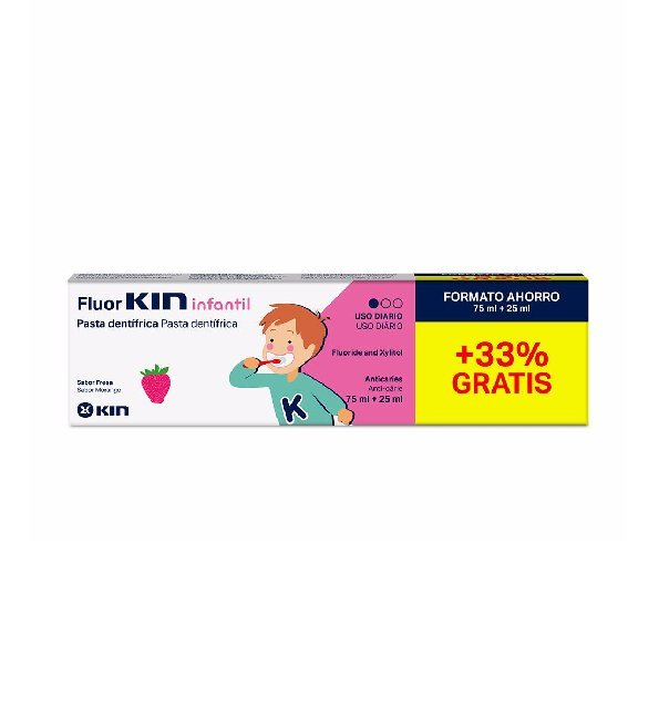 KIN Kin Fluor Dentifrice Pates Enfant Fraise 75ml+ 25ml Gr - Image 1