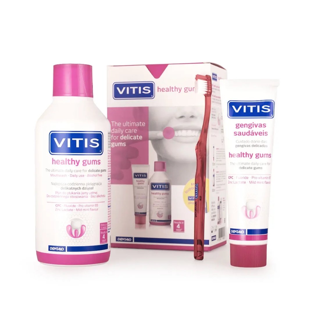 VITIS Vitis Gingival Dentifrice 75ml + Bain de Bouche 500ml + Brosse à Dent - Image 1